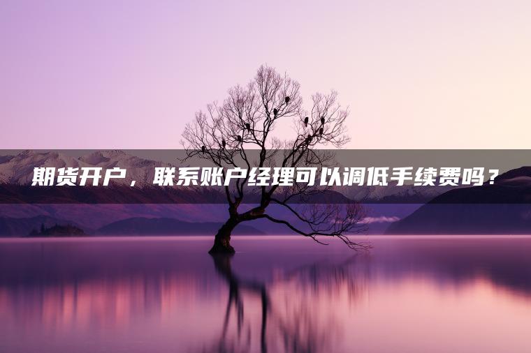 微交易期货开户，联系账户经理可以调低手续费吗？